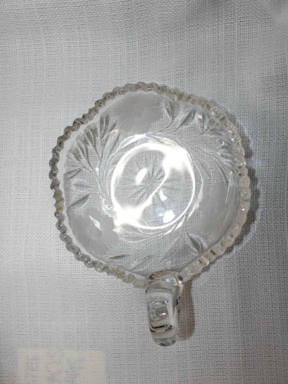 Vintage Lead Crystal Dish With Finger Loop w/ Original Box